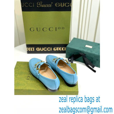 Gucci Horsebit T-bar Leather Loafers Blue 2022