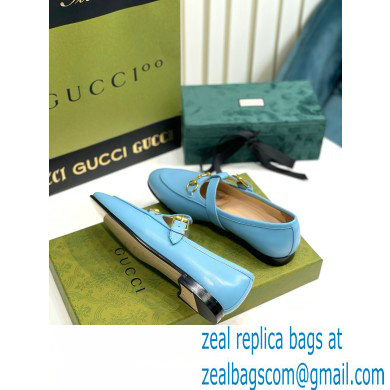 Gucci Horsebit T-bar Leather Loafers Blue 2022