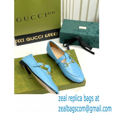 Gucci Horsebit T-bar Leather Loafers Blue 2022