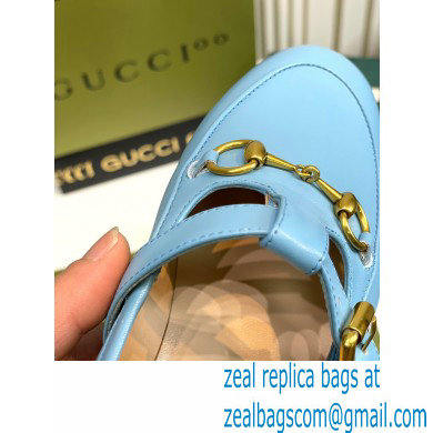 Gucci Horsebit T-bar Leather Loafers Blue 2022 - Click Image to Close