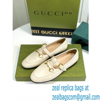 Gucci Horsebit T-bar Leather Loafers White 2022 - Click Image to Close