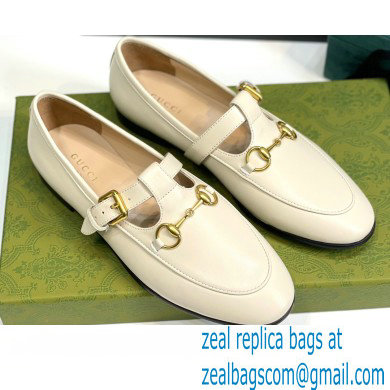 Gucci Horsebit T-bar Leather Loafers White 2022