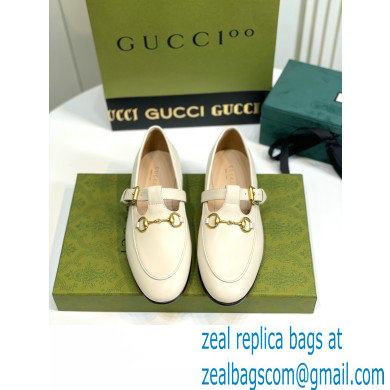 Gucci Horsebit T-bar Leather Loafers White 2022