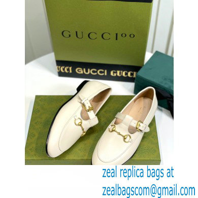 Gucci Horsebit T-bar Leather Loafers White 2022 - Click Image to Close