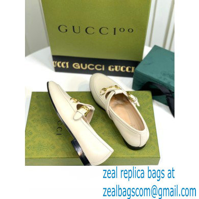 Gucci Horsebit T-bar Leather Loafers White 2022