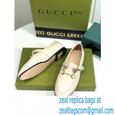 Gucci Horsebit T-bar Leather Loafers White 2022 - Click Image to Close