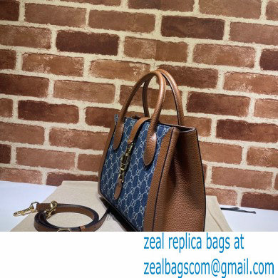 Gucci Jackie 1961 Medium Tote Bag 649016 GG Denim Blue - Click Image to Close