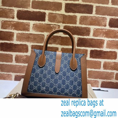 Gucci Jackie 1961 Medium Tote Bag 649016 GG Denim Blue - Click Image to Close