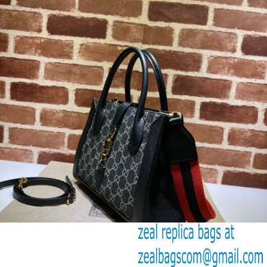 Gucci Jackie 1961 Medium Tote Bag 685129 GG Denim Black - Click Image to Close