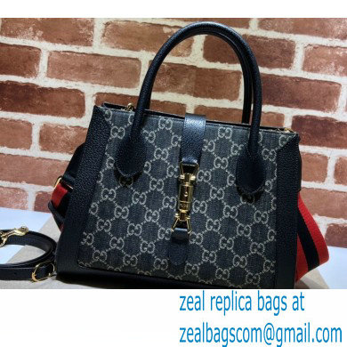 Gucci Jackie 1961 Medium Tote Bag 685129 GG Denim Black