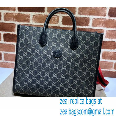 Gucci Medium tote bag with Interlocking G 674148 GG Denim Black - Click Image to Close