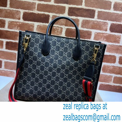 Gucci Medium tote bag with Interlocking G 674148 GG Denim Black - Click Image to Close