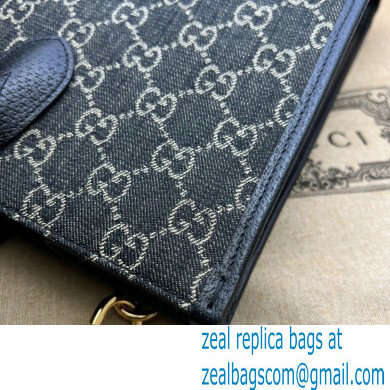 Gucci Medium tote bag with Interlocking G 674148 GG Denim Black - Click Image to Close