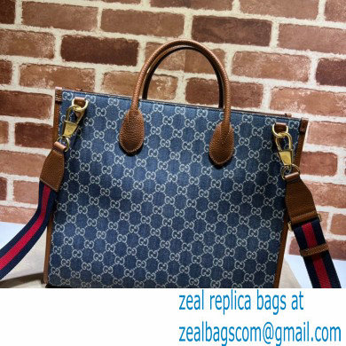 Gucci Medium tote bag with Interlocking G 674148 GG Denim Blue - Click Image to Close