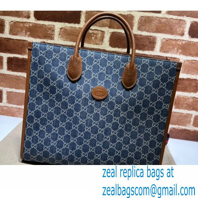 Gucci Medium tote bag with Interlocking G 674148 GG Denim Blue - Click Image to Close