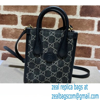 Gucci Mini tote bag with Interlocking G 671623 GG Denim Black