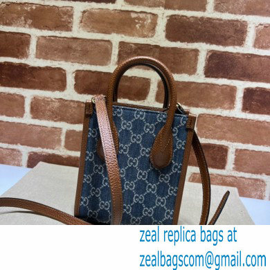 Gucci Mini tote bag with Interlocking G 671623 GG Denim Blue - Click Image to Close