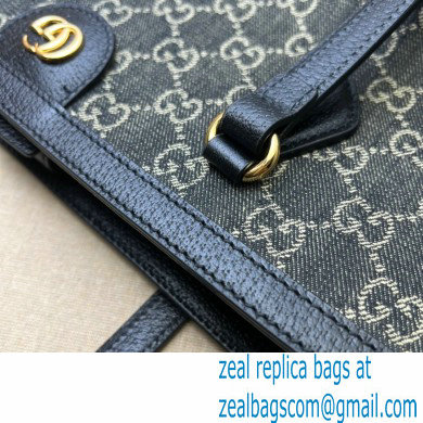 Gucci Ophidia GG Medium Tote Bag 631685 Washed GG Denim Black