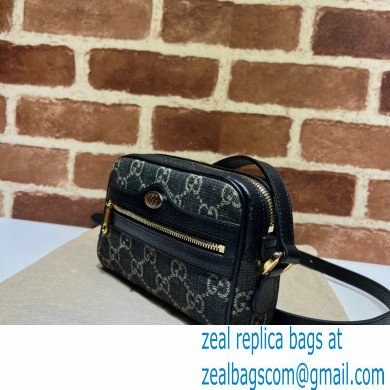 Gucci Ophidia GG Mini Bag 517350 Washed GG Denim Black