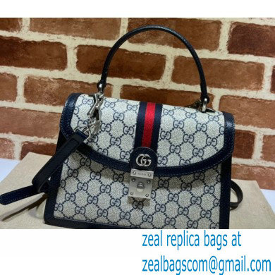 Gucci Ophidia Small Top Handle Bag with Web 651055 GG Canvas Blue - Click Image to Close