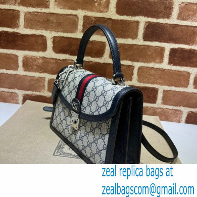 Gucci Ophidia Small Top Handle Bag with Web 651055 GG Canvas Blue