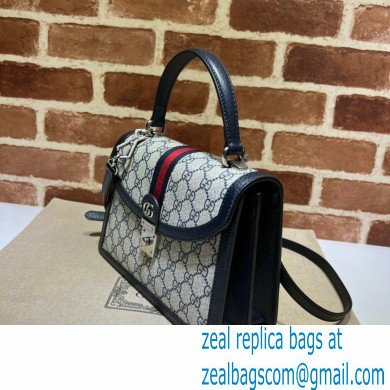 Gucci Ophidia Small Top Handle Bag with Web 651055 GG Canvas Blue