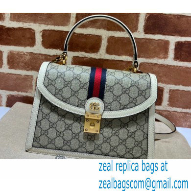 Gucci Ophidia Small Top Handle Bag with Web 651055 GG Canvas White - Click Image to Close