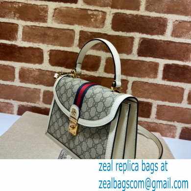 Gucci Ophidia Small Top Handle Bag with Web 651055 GG Canvas White - Click Image to Close