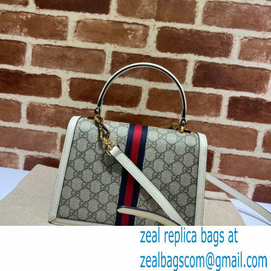 Gucci Ophidia Small Top Handle Bag with Web 651055 GG Canvas White