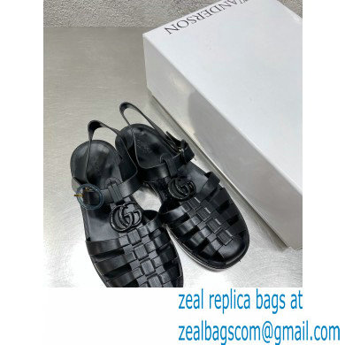 Gucci Rubber Sandals with Double G 676970 Black 2022 - Click Image to Close