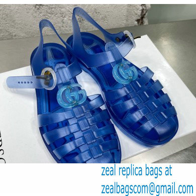 Gucci Rubber Sandals with Double G 676970 Blue 2022 - Click Image to Close