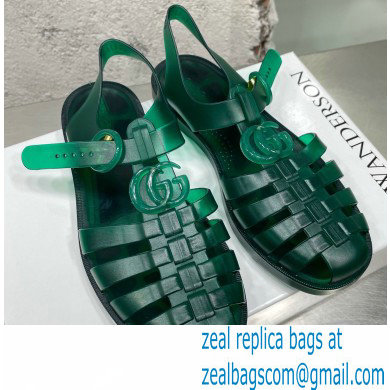 Gucci Rubber Sandals with Double G 676970 Green 2022 - Click Image to Close