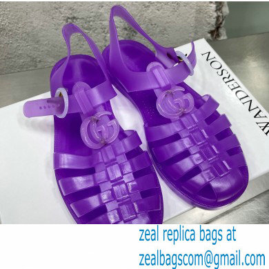 Gucci Rubber Sandals with Double G 676970 Purple 2022