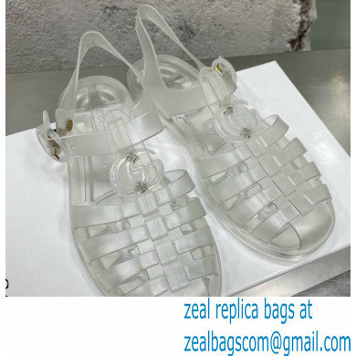 Gucci Rubber Sandals with Double G 676970 Transparent 2022 - Click Image to Close