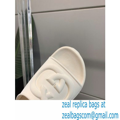 Gucci Rubber Slide Sandals with Interlocking G 692845 White 2022 - Click Image to Close