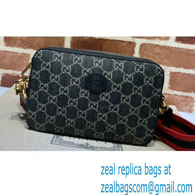 Gucci Shoulder bag with Interlocking G 699133 GG Denim Black