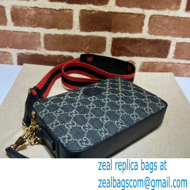 Gucci Shoulder bag with Interlocking G 699133 GG Denim Black