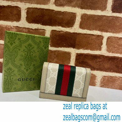 Gucci Web Ophidia Card Case Wallet 523155 GG Canvas Oatmeal