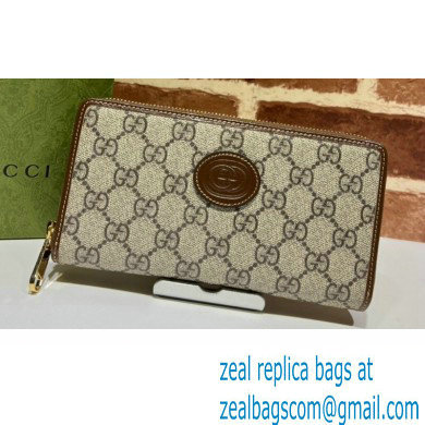 Gucci Zip around wallet with Interlocking G 673003 Brown - Click Image to Close