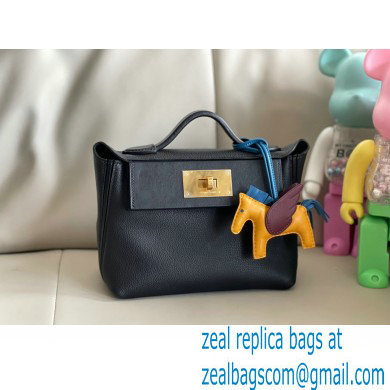 HERMES 24/24 MINI KELLY BAG IN TOGO LEATHER BLACK - Click Image to Close