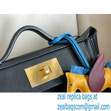 HERMES 24/24 MINI KELLY BAG IN TOGO LEATHER BLACK