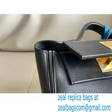 HERMES 24/24 MINI KELLY BAG IN TOGO LEATHER BLACK