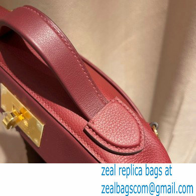 HERMES 24/24 MINI KELLY BAG IN TOGO LEATHER BURGUNDY