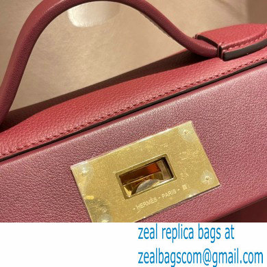 HERMES 24/24 MINI KELLY BAG IN TOGO LEATHER BURGUNDY