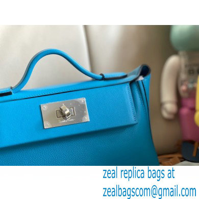 HERMES 24/24 MINI KELLY BAG IN TOGO LEATHER Blue Zanzibar