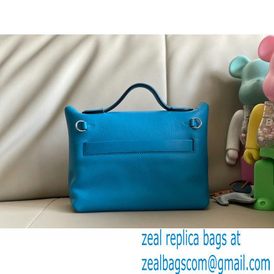 HERMES 24/24 MINI KELLY BAG IN TOGO LEATHER Blue Zanzibar - Click Image to Close