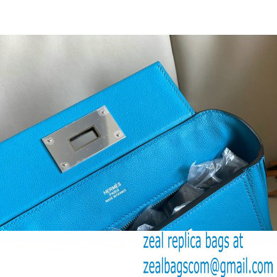 HERMES 24/24 MINI KELLY BAG IN TOGO LEATHER Blue Zanzibar