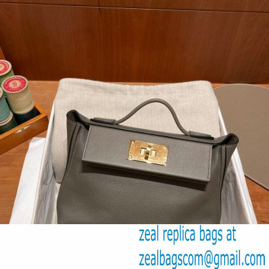 HERMES 24/24 MINI KELLY BAG IN TOGO LEATHER Gris Asphalte - Click Image to Close