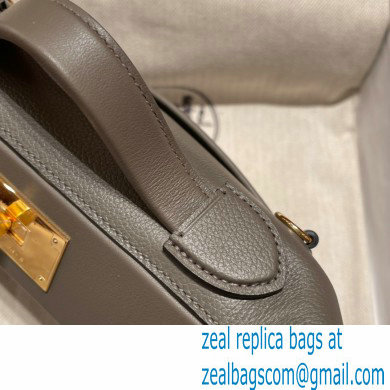 HERMES 24/24 MINI KELLY BAG IN TOGO LEATHER Gris Asphalte