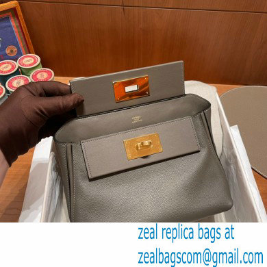 HERMES 24/24 MINI KELLY BAG IN TOGO LEATHER Gris Asphalte